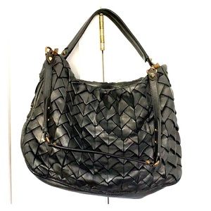 Botkier woven leather bag in gunmetal